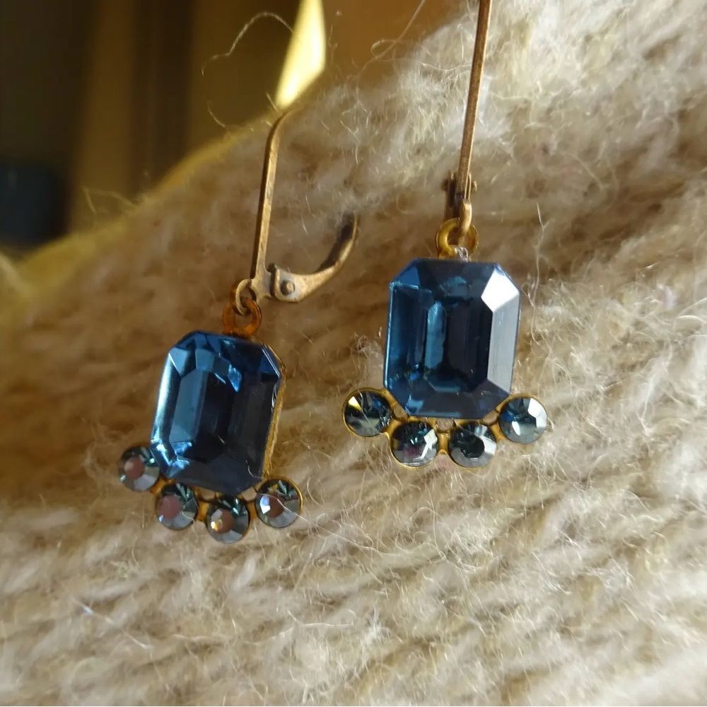Blue Square Earrings